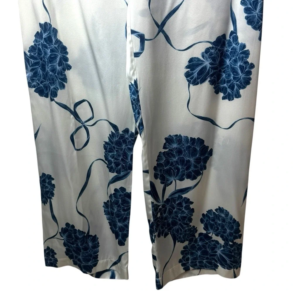La Perla Floral 100% Silk Pajama Pants Cozy Feminine Dainty Special Occasion L - Picture 5 of 16